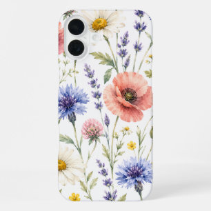 Coque iPhone 16 Plus Fleurs de Prairie Sauvage Aquarelle