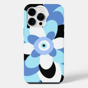 Coque Pour Pour iPhone 14 Pro Max Fleurs du Mauvais Œil Soft Blue Amulette Grecque E