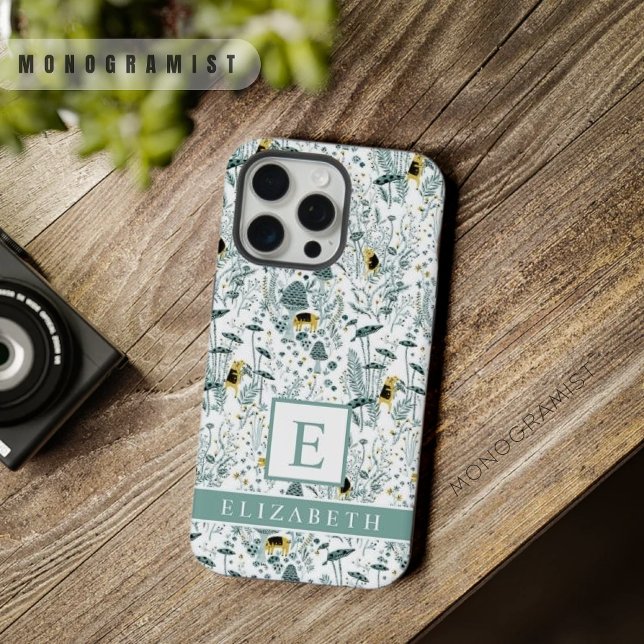 Coque iPhone Fleurs florales blanches personnalisables (Customizable White Floral Green Flowers iPhone Case)