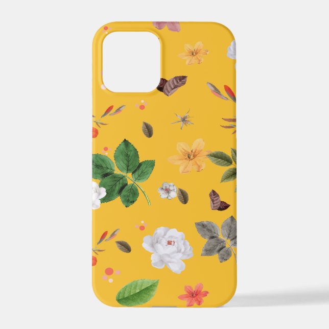 Coque iPhone Fleurs jaunes et roses blanches 10 (Verso)