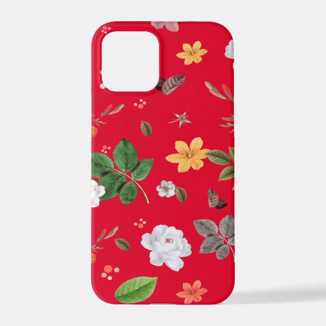 Coque iPhone Fleurs jaunes et roses blanches 13 (Verso)