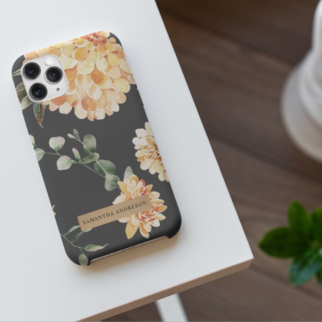 Coque iPhone Fleurs Jaunes Modernes & Cadeau Personnalisé Kraft (Créateur téléchargé)