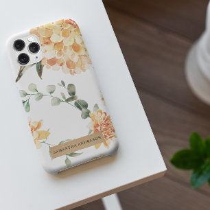 Coque iPhone 11Pro Max Fleurs modernes Jaune & Kraft Cadeau personnalisé