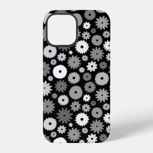 Coque iPhone 12 Fleurs monochromes à motif répétitif