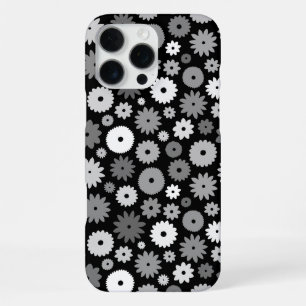 Coque iPhone 16 Pro Max Fleurs monochromes à motif répétitif