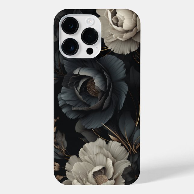 Coque iPhone Fleurs noires et blanches (Verso)