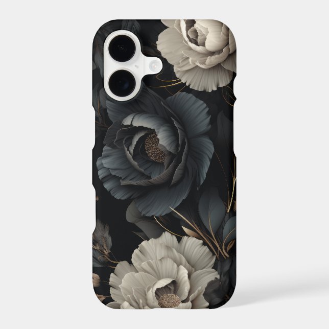 Coque iPhone Fleurs noires et blanches (Verso)