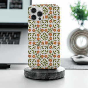 Fleurs oranges, motif floral, verdure, Boho