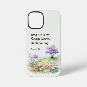 Coque iPhone 12 Mini Fleurs pastel à l'aquarelle Psaume 23