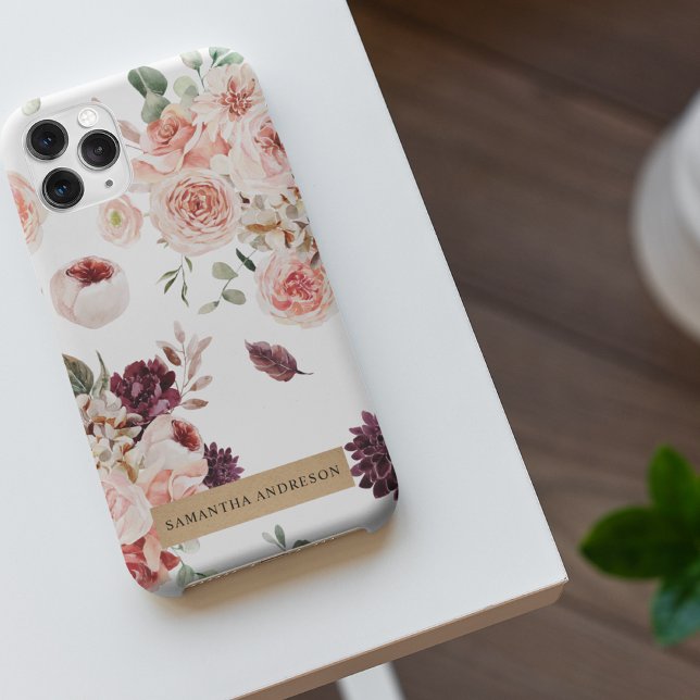Coque iPhone Fleurs Pastel Modernes & Cadeau Personnalisé Kraft (Créateur téléchargé)