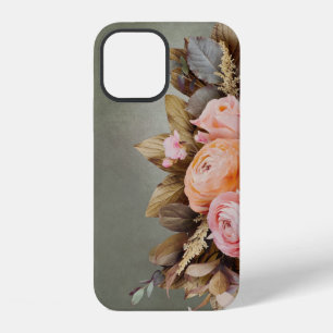 Coque iPhone 12 Fleurs Roses Rustiques Vintage