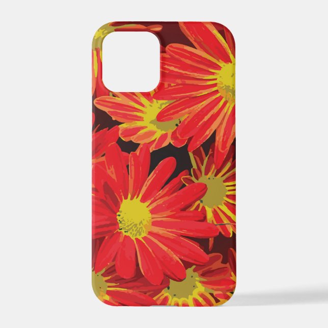 Coque iPhone Fleurs rouges et jaunes 1 (Verso)