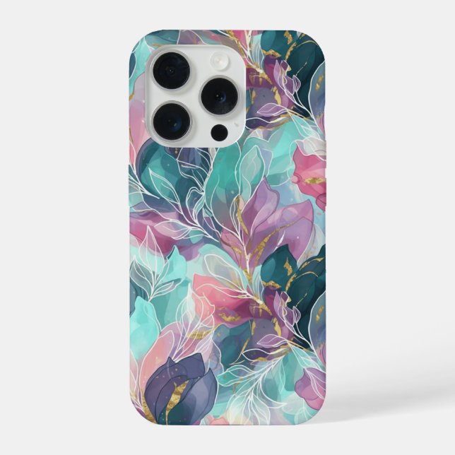 Coque iPhone Fleurs Tons de Bijoux (Verso)