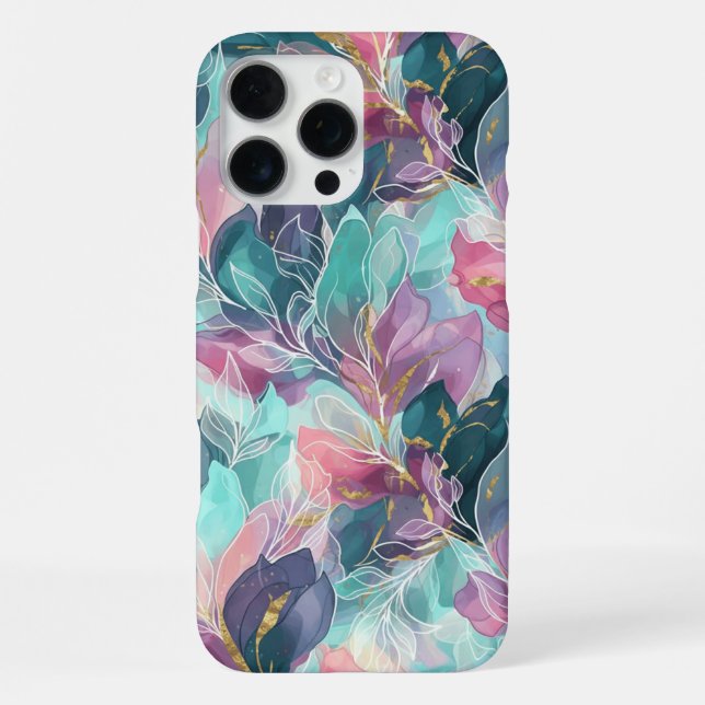 Coque iPhone Fleurs Tons de Bijoux (Verso)