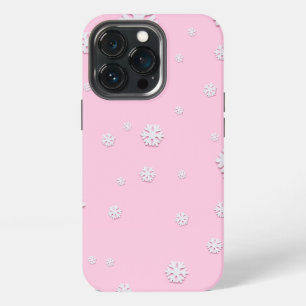 Etui iPhone 13 Pro flocons de neige de Noël blancs décoration sur ros