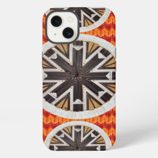 Etui iPhone 13 Flocons de neige noirs et chevron orange