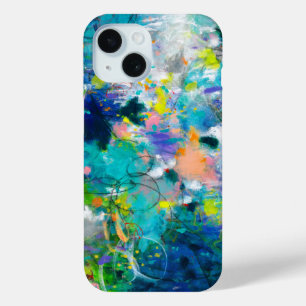 Coque iphone Floral Abstrait bleu et Turquoise