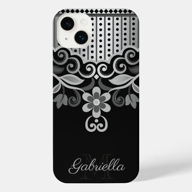 Coque iPhone Floral Abstrait métallique (Verso)