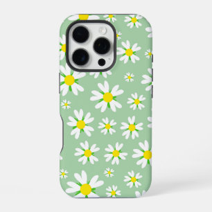 Coque iPhone 16 Pro Floral blanc avec motif Arrière - plan de menthe