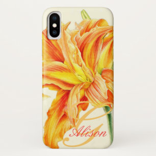 Coque iphone floral de daylily orange fait sur