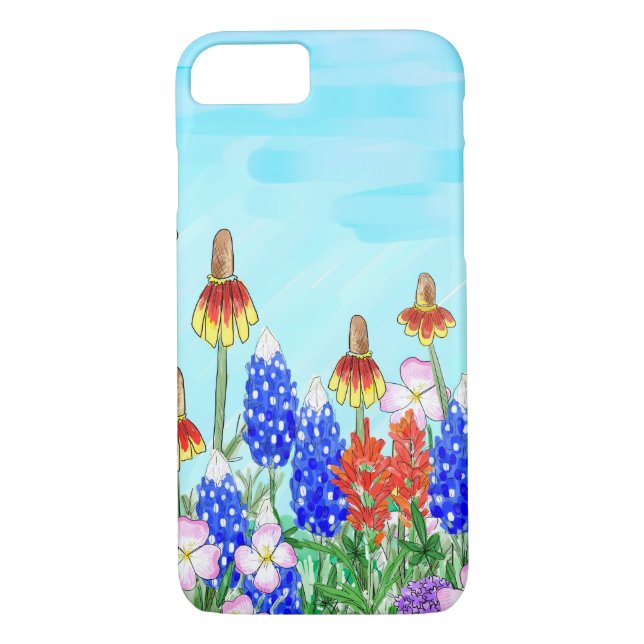 Coque iphone floral de fleur sauvage de bluebonnet (Dos)