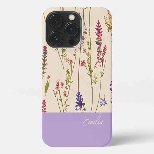 Coque iPhone Floral fleur sauvage personnalisé (Verso)