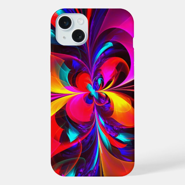 Coque iPhone Floral moderne Art Abstrait Rouge Bleu Motif #07 (Verso)