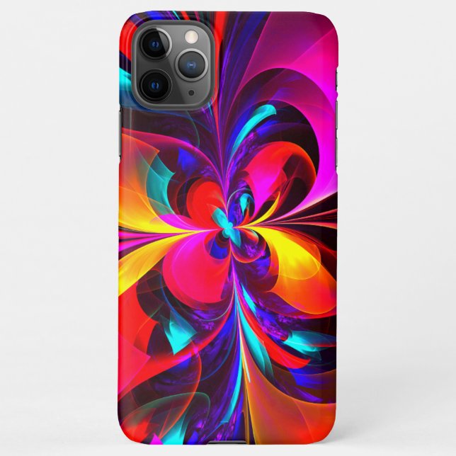 Coque iPhone Floral moderne Art Abstrait Rouge Bleu Motif #07 (Dos)