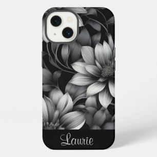 Etui iPhone 13 Floral noir et blanc