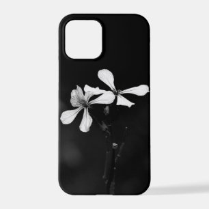 Coque iPhone 12 Pro floral noir et blanc minimal