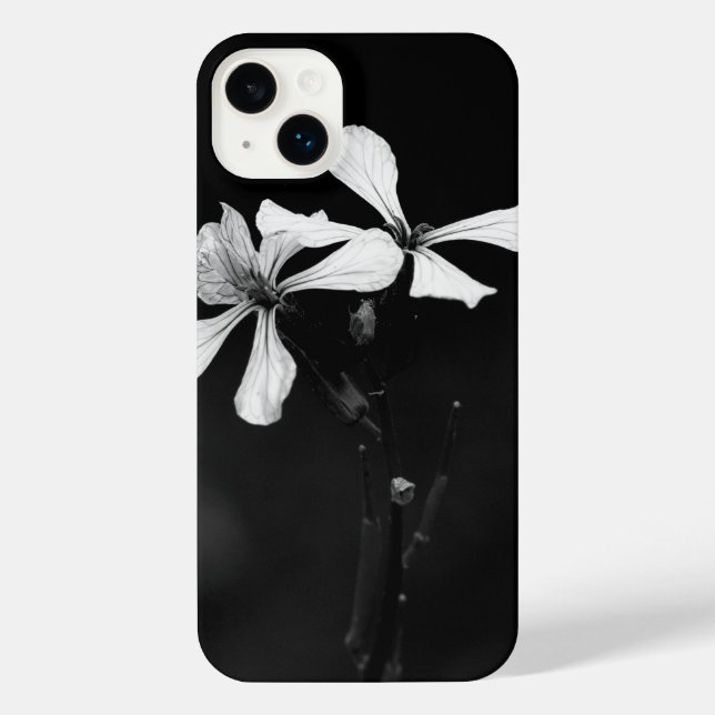Coque iPhone floral noir et blanc minimal (Verso)