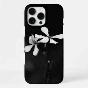 Coque iPhone 16 Pro Max floral noir et blanc minimaliste