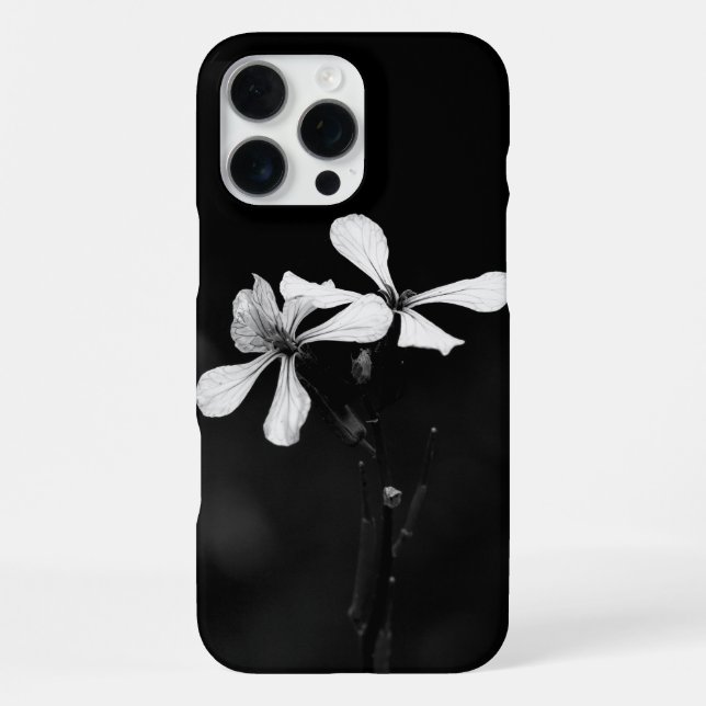 Coque iPhone floral noir et blanc minimaliste (Verso)