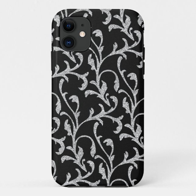 Coque iphone floral Parties scintillant noire et a (Dos)