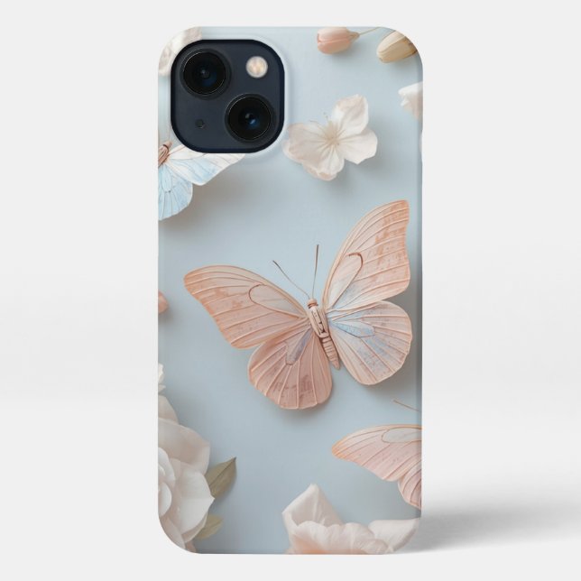 Coque iPhone Floral Pastel Butterflies Phone Cover (Verso)