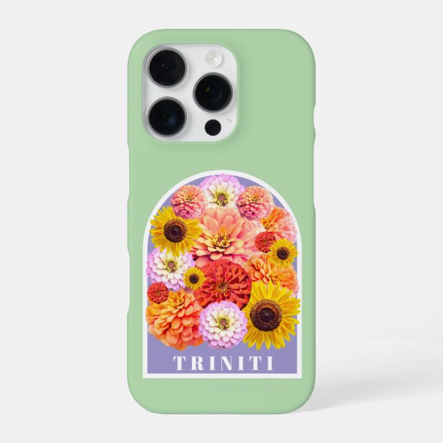 Coque iPhone Floral Pastel Sage Green Custom Name Wildflowers (Verso)