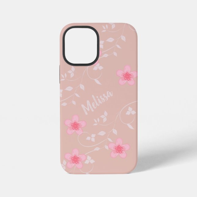 Coque iPhone Floral rose beige (Verso)
