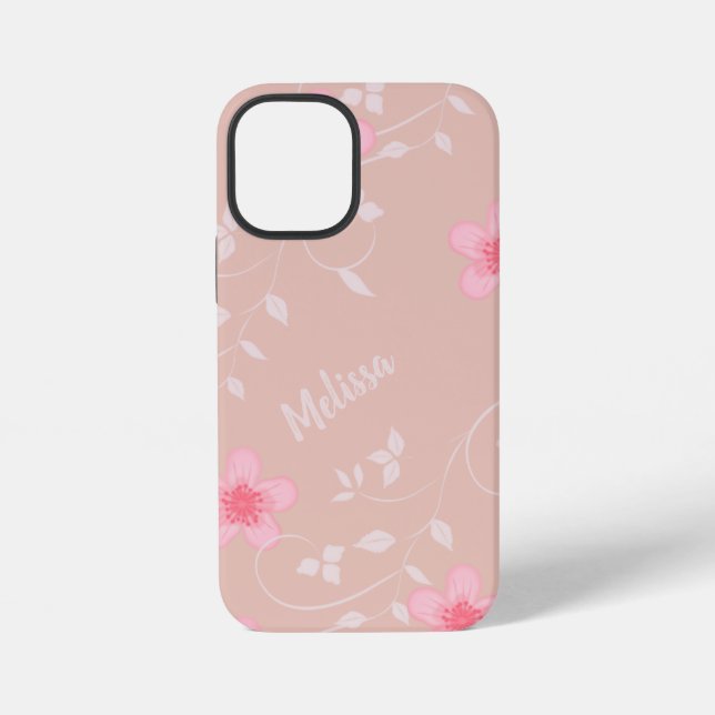 Coque iPhone Floral rose beige (Verso)