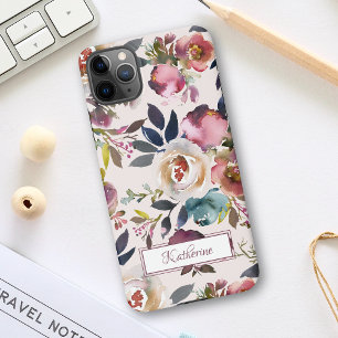 Coque iPhone 11Pro Max Floral rose vintage nommé Aquarelle