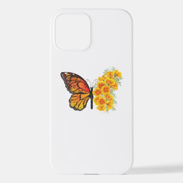 Coque iPhone Flower Butterfly with Yellow California Poppy (Verso)