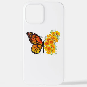 Coque iPhone 12 Pro Max Flower Butterfly with Yellow California Poppy