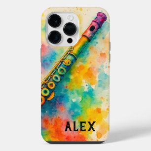 Coque Pour Pour iPhone 14 Pro Max Flûte d'aquarelle vive personnalisée