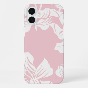 Coque iPhone 16 Plus Fond à motif floral blanc