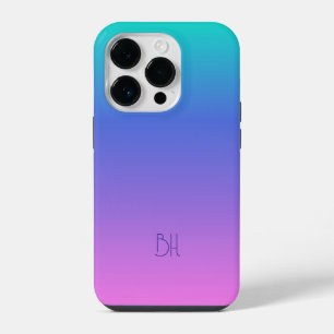 Coque Pour iPhone 14 Plus Fond ombré violet, rose et turquoise 