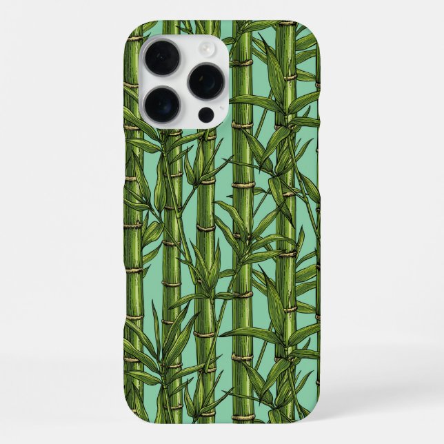 Coque iPhone Forêt de bambou sur bleu clair (Verso)