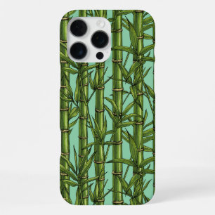 Coque iPhone 16 Pro Max Forêt de bambou sur fond bleu clair