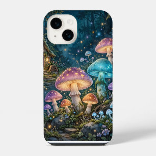 Coque Pour iPhone 14 Forêt de champignons lumineux la nuit - Art mural