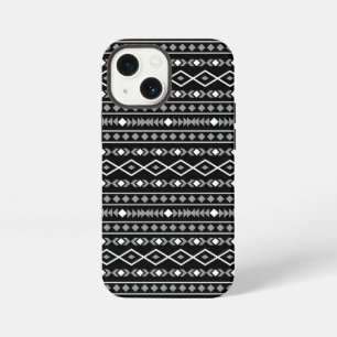 Etui iPhone 13 Mini Formes Aztec Motif gris noir
