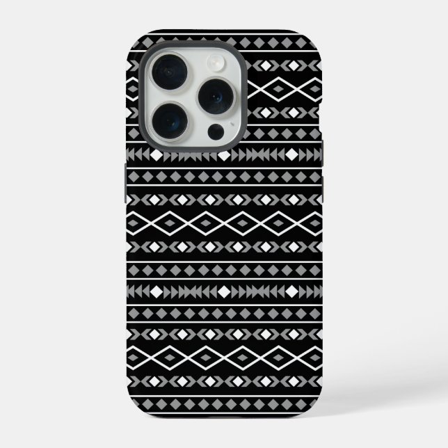 Coque iPhone Formes Aztec Motif gris noir (Verso)