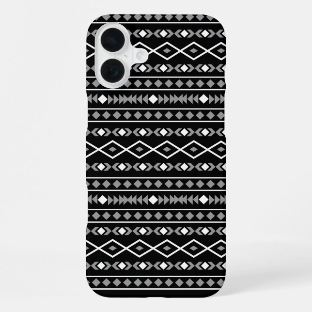 Coque iPhone Formes aztèques Motif blanc gris noir (Verso)